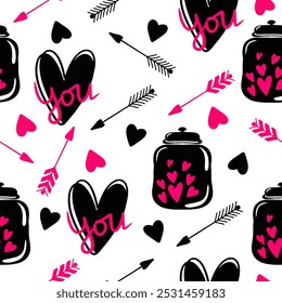 Seamless pattern for St Valentine's day for decoration, cards 