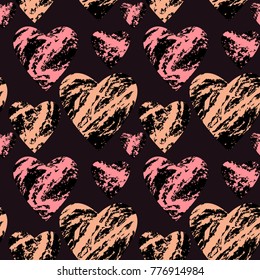Seamless pattern for St. Valentine's Day. Vintage decorative elements. Ornament with hearts. 