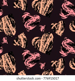 Seamless pattern for St. Valentine's Day. Vintage decorative elements. Ornament with hearts. 