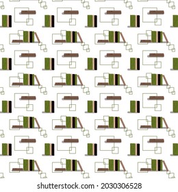 seamless pattern from a stack of books of different colors