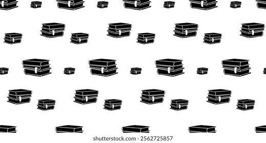 Seamless pattern with stack of books silhouette vector