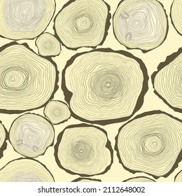 Seamless Pattern Stacked Wooden Logs Hand Stock Vector (Royalty Free ...