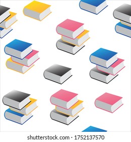Nahtlose Musterstapel mit buntem Bücherdesign einzeln auf weißem Hintergrund. Icon für Bildung Wissenskonzept für Banner, Website-Design oder Landing-Webseite. Vektorgrafik.