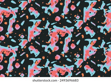 Patrón sin costuras con camuflaje grunge manchado. Abstractas estampado moderno de moda. Patrón sin fisuras con ilustración de patrón de neón manchado.