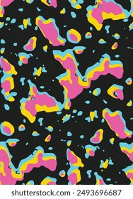 Seamless pattern with stained grunge camouflage. Abstract modern trendy print. Seamless pattern with neon spotted pattern illustration.