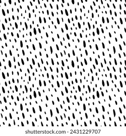 Seamless pattern with stains, dashes or blots. Hand drawn doodle abstract texture with small brush lines. Geometric simple childish print. Abstract doodle black vector dots on white background.