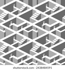 Seamless pattern with stairs making an optical illusions.