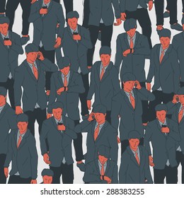 Seamless Pattern of Standing Businessman