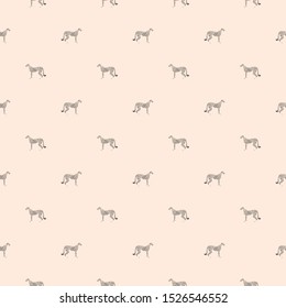 Seamless pattern with standing cheetah silhouettes on light brown background. Vector 8 eps