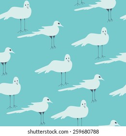 seamless pattern with standing seagulls