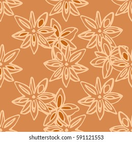 Seamless pattern with star anise, vector illustration