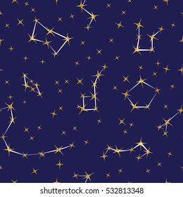 Seamless pattern star constellation. Vector illustration.