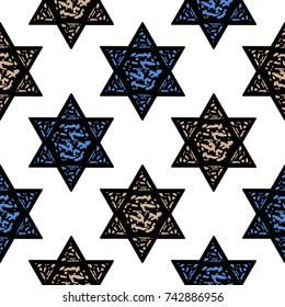 Seamless pattern with Star of David. Vector illustration