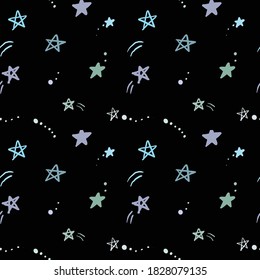 Seamless Pattern with Star Design on Black Background