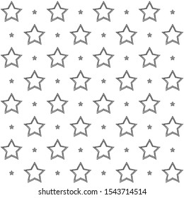seamless pattern of star doodle hand drawing black line style isolated on white background, vector illustration 