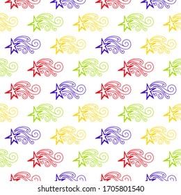 Nahtlose Mustersterndoodle.Design-Druckgewebe,Textilien.Abstrakte Ornamente.Vektorillustration-Illustration