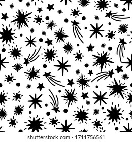 Doodle de estrella de patrón sin inconvenientes.Diseño de tejidos impresos,textil.Ornamento abstracto.Ilustración vectorial