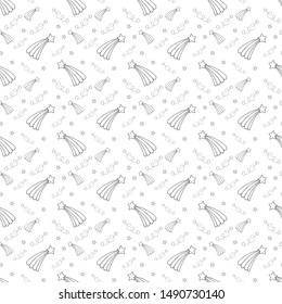 Seamless pattern with star drawings. Doodle sketch. Black outlines on white background. Trendy texture for digital paper, fabric, decorative backdrops, wrapping. Vector illustration. EPS10