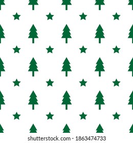 seamless pattern star and fir tree background. for fabric, cover, greeting card or wallpaper
