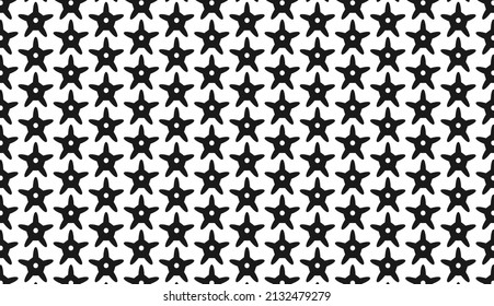 Seamless pattern. Star geometric motif. Simple black and white design. Can be used for posters, brochures, postcards, and other printing needs. Vector illustration