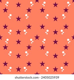 Seamless pattern star on orange background for wallpaper, fabric, clothing,backdrop,texture, wrapping paper, notebook cover ,curtain,pillow case and stationary.