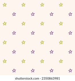 Seamless pattern of a Star in purple, and yellow on cream background, Vector for fabric, wrapping, wallpaper, textile