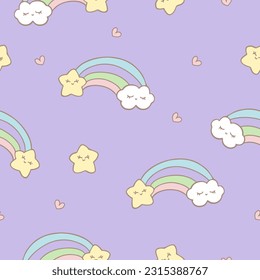 seamless pattern of star , rainbow , and little heart.