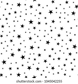 Seamless pattern from a star shape. Black stars on a white background. Vector illustration.