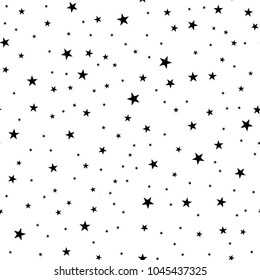 Seamless pattern from a star shape. Black stars on a white background. Vector illustration.