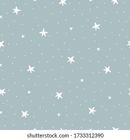 Seamless pattern Star silhouette With a small dot on the blue background Design used for Publications, poster, gift wrap, clothing, textiles, vector illustration