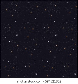 Seamless pattern - star sky with sparkle. Vector illustration.