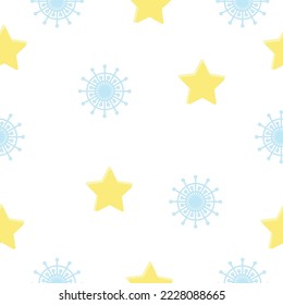 Seamless pattern, star and snowflake. Christmas wallpaper, minimalism
