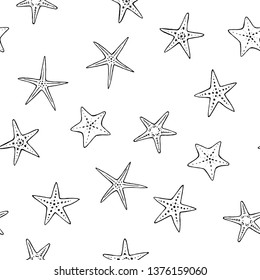 Seamless pattern with starfish.
