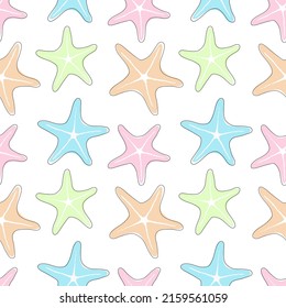Seamless pattern starfish. Children's summer print. Multicolored starfish pattern