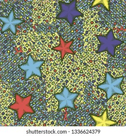 Seamless pattern. Starfish drawn randomly.
Background from abstract texture.