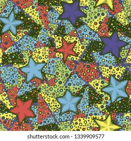 Seamless pattern. Starfish drawn randomly.
Background from abstract texture.