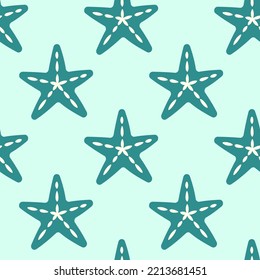 Seamless pattern with starfish in geometric pattern