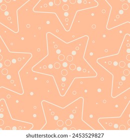 Seamless pattern of starfish on a peach background