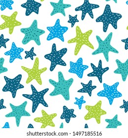 Seamless Pattern Starfish On White Background Stock Vector (Royalty ...