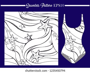 Seamless pattern with starfish and sand .
Design for printed on the product.