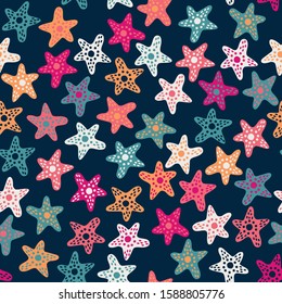 seamless pattern with starfish, vector design for fabric, paper