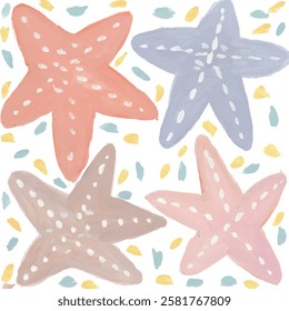  seamless pattern with starfish watercolor