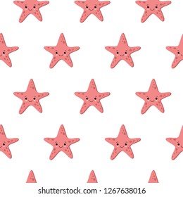Seamless pattern with starfishes Cute nautical backgrounds. Marine life Background.