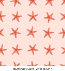 Seamless pattern with starfishes. Summer seamless pattern. Vector illustration in flat style