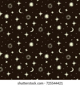 Seamless pattern with Starry night sky background.