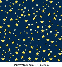 Seamless Pattern with Starry Night. Vector Illustration