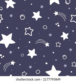 Seamless pattern with a starry sky. Space abstract children's print. Vector graphics.