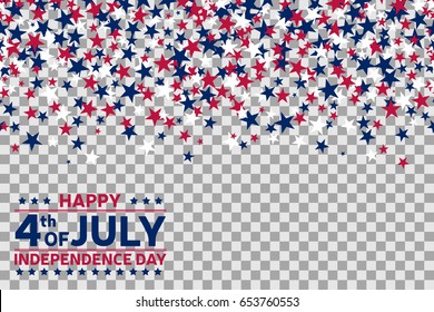 Seamless pattern with stars for 4th of July celebration on transparent background. Vector Illustration. Fourth of july background.