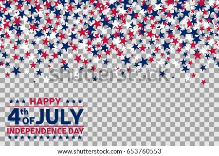 Seamless pattern with stars for 4th of July celebration on transparent background. Vector Illustration. Fourth of july background.