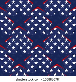 Seamless pattern with stars in the American flag theme. Stock vector. eps10